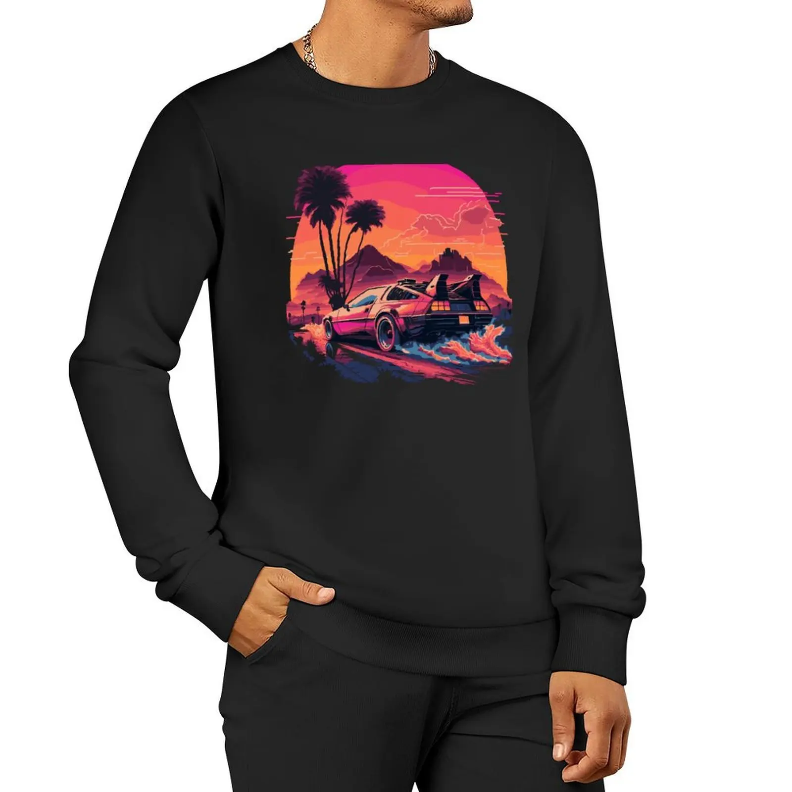 

Synthwave DeLorean Sweatshirt autumn new products sweatshirt men