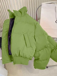 Women's Green Parka Jacket Warm Thicken Bread Coat Korean Turtleneck Overcoat Vintage Harajuku Padded Jacket Clothes Winter 2024