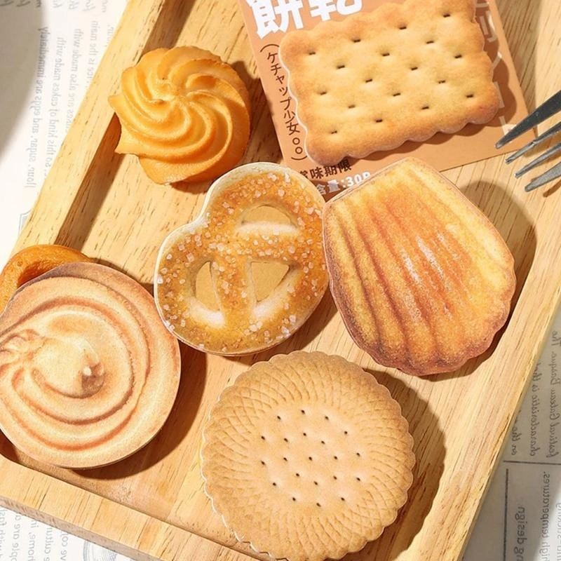 비스킷 쿠키 모양 노트 종이 30 시트 adheive 메모 종이 포켓 메모장