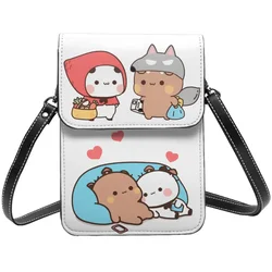 Bubu Dudu Love urocze skórzane akcesoria saszetka na telefon komórkowy modne Unisex Kawaii Panda miś Mini na ramię torba na karty