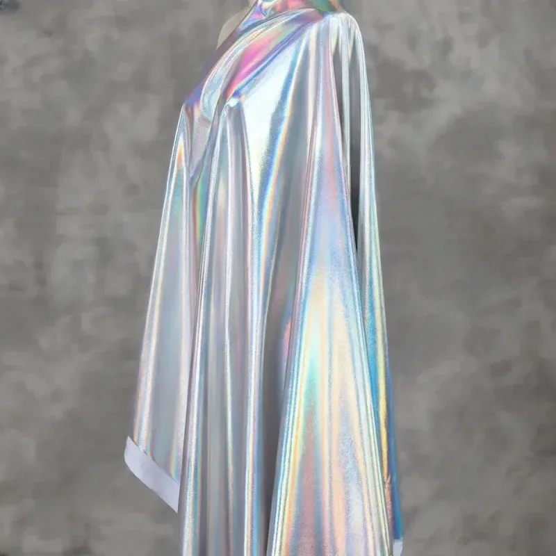 Shiny Purple Iridescent Spandex Fabric Stretchy for DIY Sewing Material Wedding Dress Garment Wide 150cm Sold By The Meter