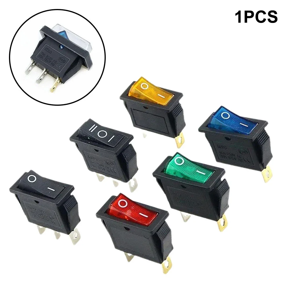 Essential For Household Appliances Rectangular Latching Neon Rocker Switch ON/OFF 3 Pin Red Green Blue Yellow KCD3