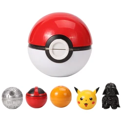 Wholesale Pokeball Grinder 50mm Poke Ball Herb Grinders Metal Zinc Alloy Plastic Metal Grinders 3 Parts Smoking Accessories