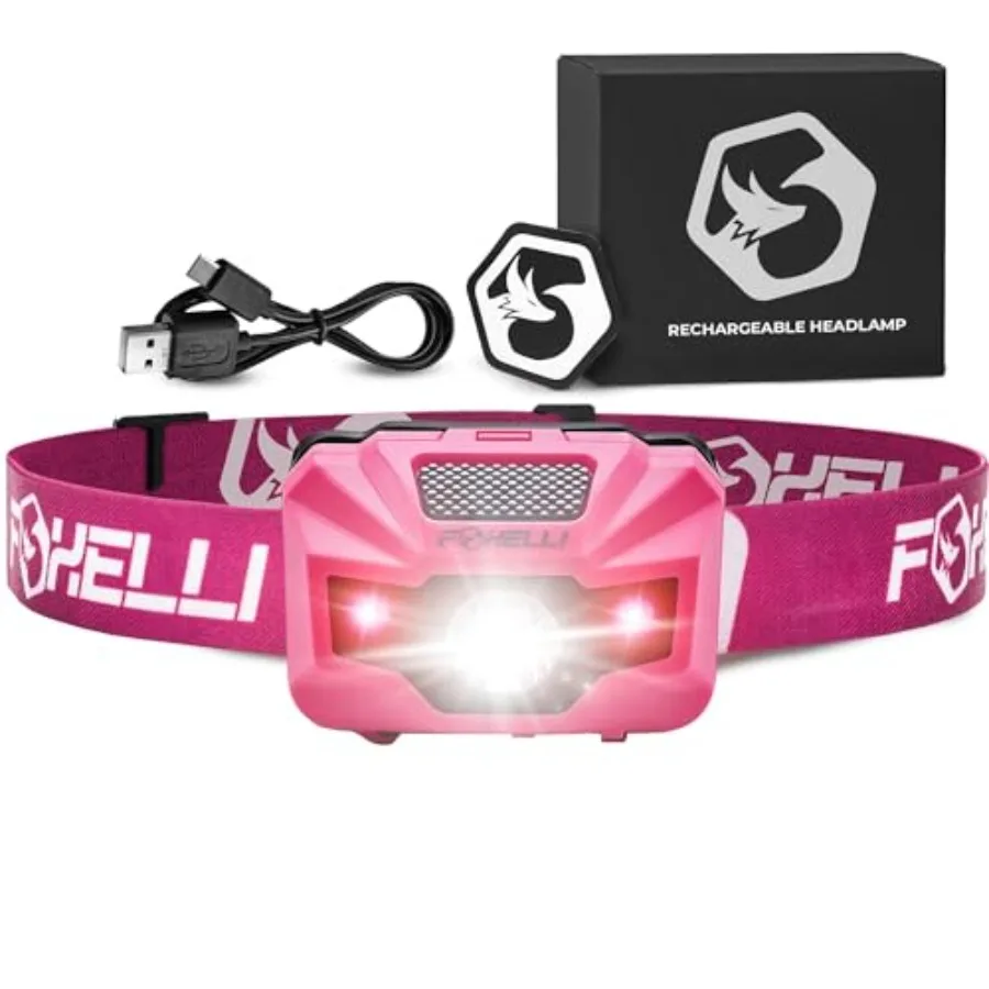 

USB‑C Rechargeable LED Headlamp Ultra‑Light 2.4 oz and Bright 180 Lumens Red/White Light, 5 Modes, IPX5 Waterproof, 40 h Runtim