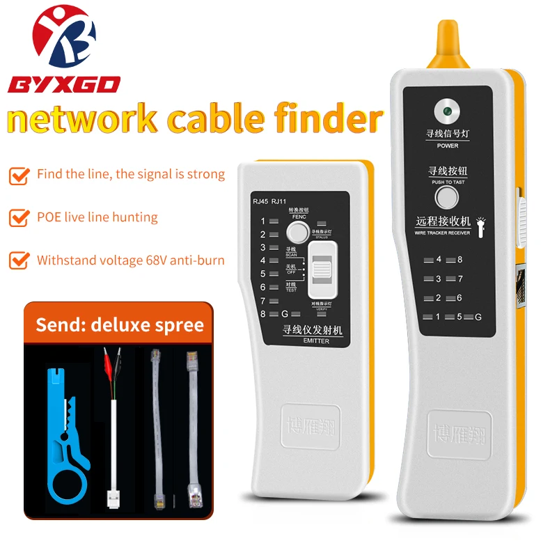 Network Cable Finder RJ45 RJ11, POE Live Line Wire Tracer, 68V Anti-Burn Network Cable Tester for Ethernet and Telephone Lines