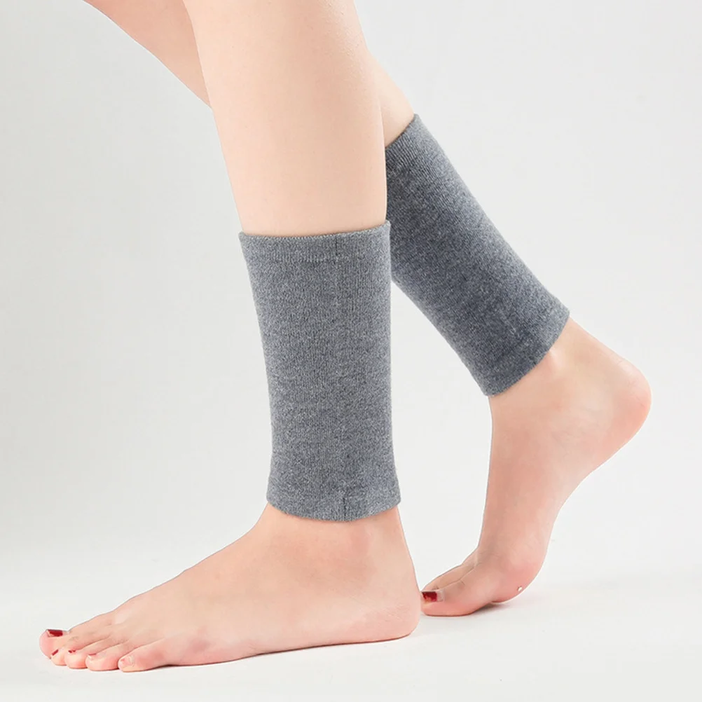

Breathable Ankle Socks Wool Foot Sleeve Adjustable Length Sweat Absorbing Warm Foot Cover for Basketball Tennis Grey