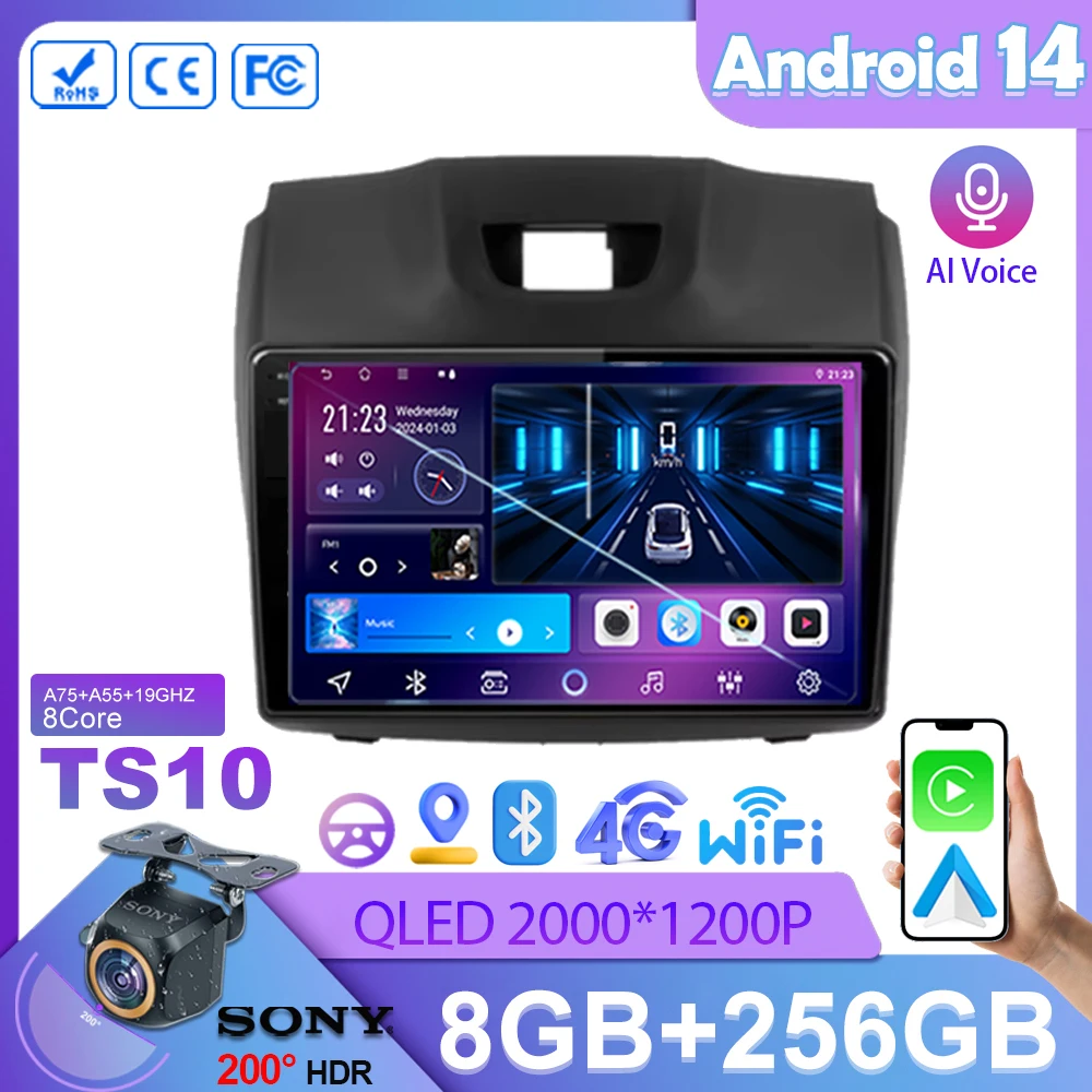 

Android 14 Car Carplay Player For Chevrolet Holden S10 TRAILBLAZER COLORADO ISUZU DMAX GPS Radio Audio Multimedia Stereo BT Navi