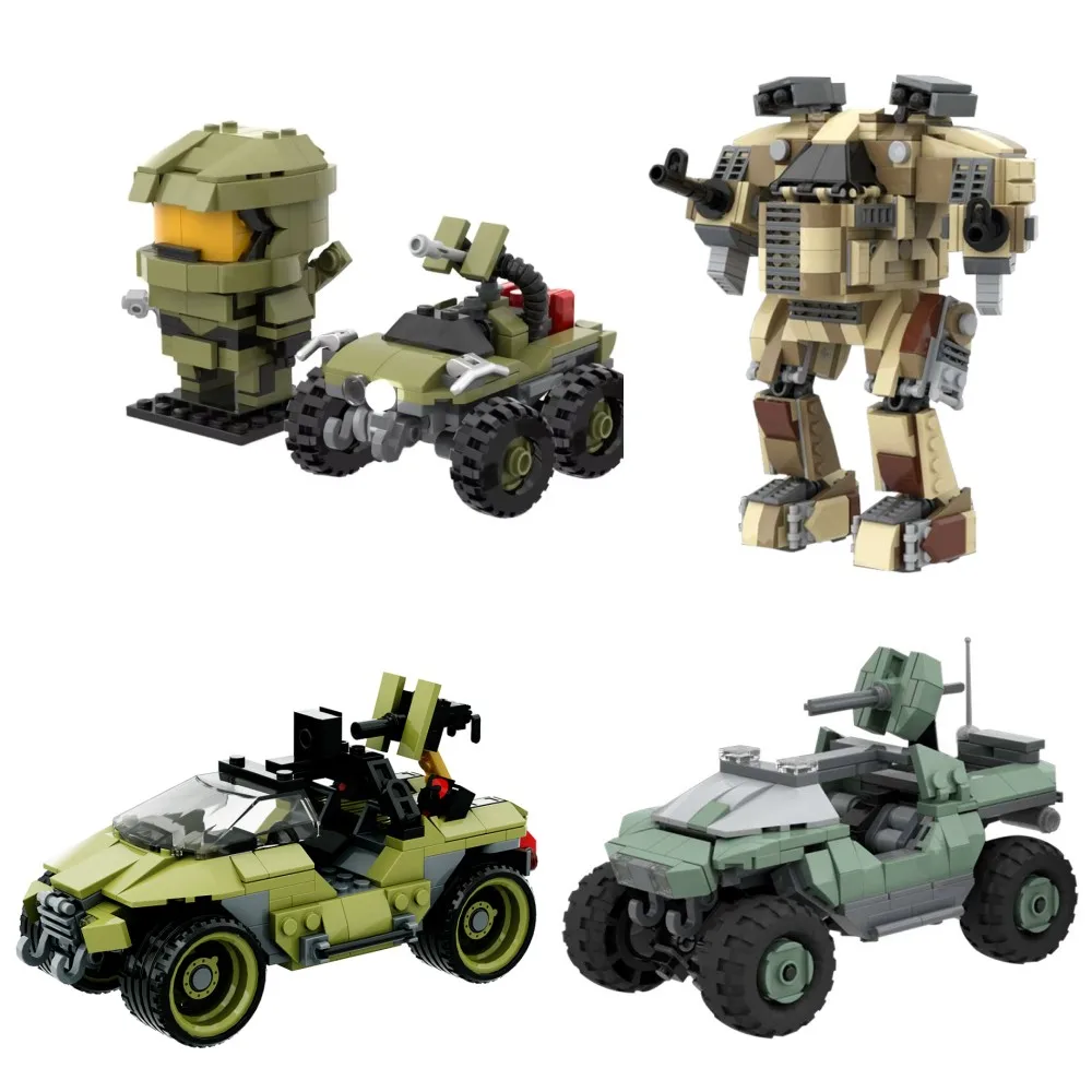 子供のためのm6dマグナムマスターズビルディングブロックおもちゃ,moc warthogs-Haloedsモデル,クラシックゲーム,レンガ,誕生日プレゼント