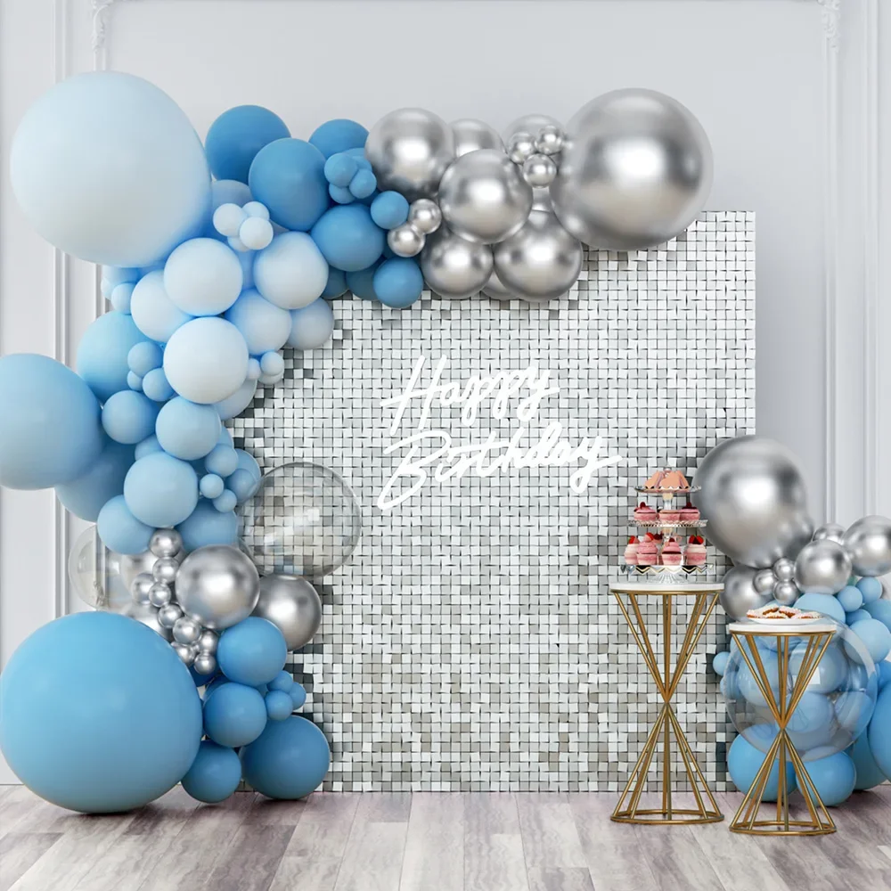 

Runtow 24pcs Glitter Sequin ,Gold/Sliver Shimmer Wall Backdrop Panels ,Wedding Birthday Baby Shower Party Background Decoration
