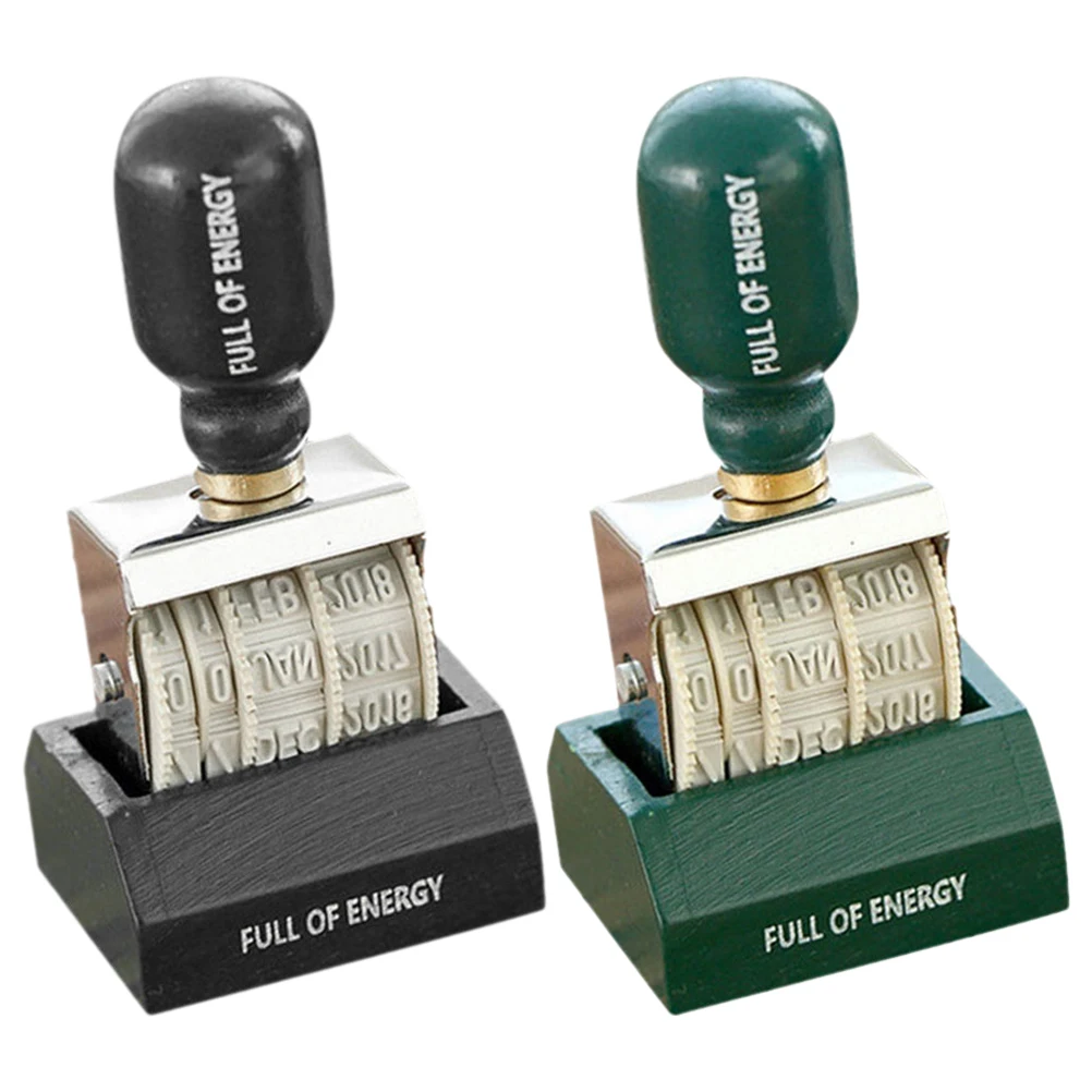 2 шт. портативный металлический валик с датой, деревянная ручка, прочная железная деревянная конструкция, прозрачные результаты для печати для Diy