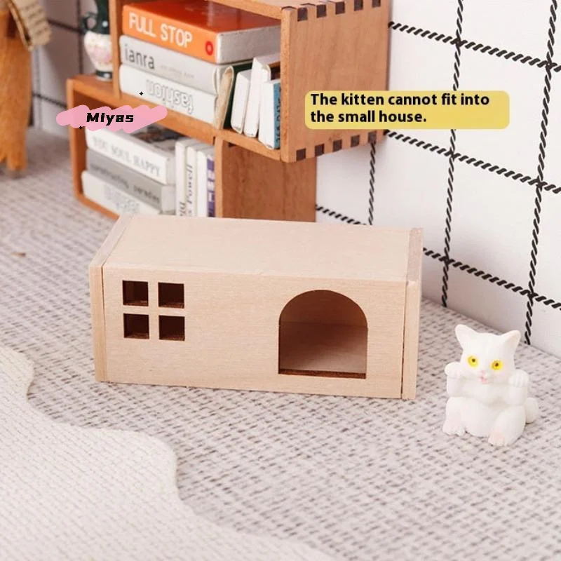 1/12 Scale Miniature Dollhouse Kennel Pet House - Cat And Dog Ornament Furniture Model Decor Toy Set for Dollhouses