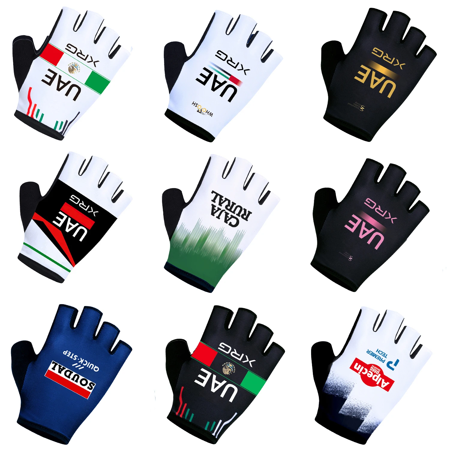 UAE 2027 Alpecin Team Anti Shock Half Finger Gloves FDJ Cycling Gloves Fitness Gym Bodybuilding Exercise Sports Gloves