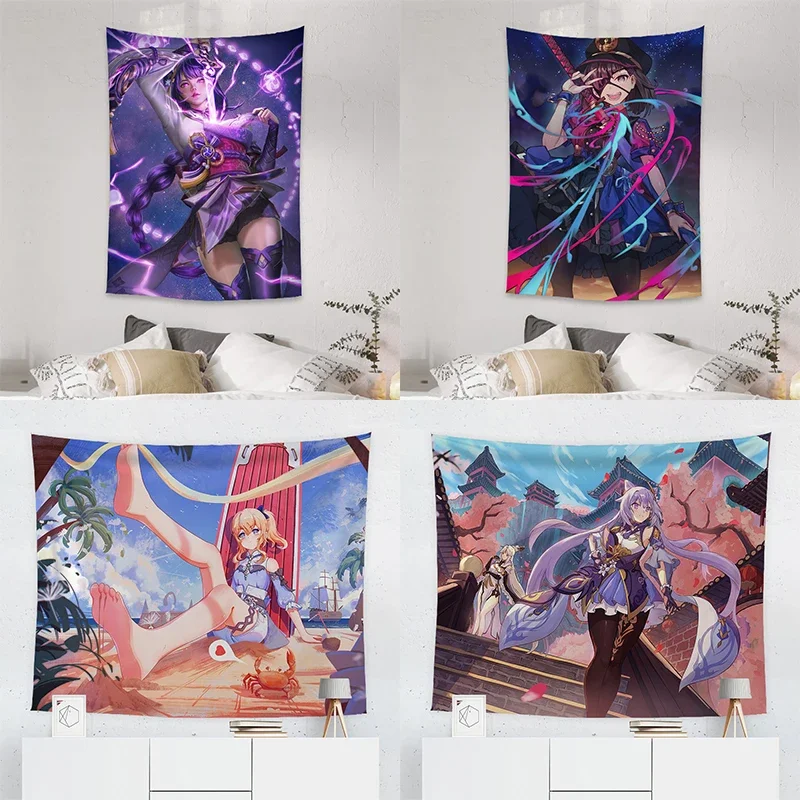 Game Genshin Impact Tapestry Hot game Wall carpets gift tapestry bedroom art home decoration accessories wall decoration