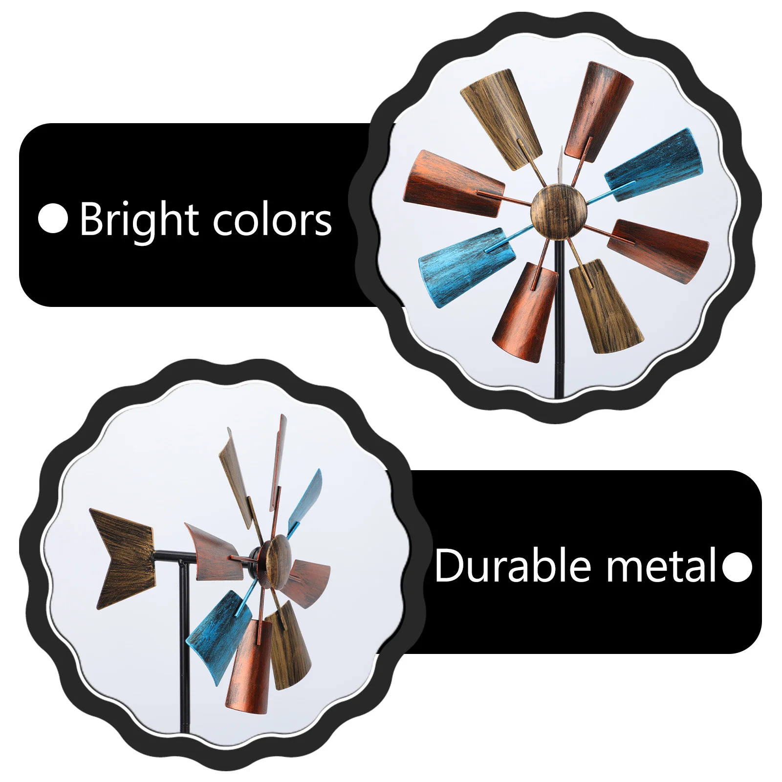 

1Pcs Iron Windmill Adornment High-Grade Material Rotatable Design Garden Yard Decor Outdoor Scene Fun Decorative Pinwheel