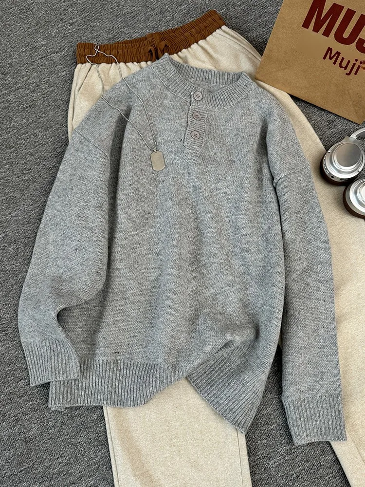 

Cleanfit k ey Henley Ne Трикотаж Мужской Sle Осенний INS Old Money Внутренняя одежда Base irt Мягкий Удобный Повседневный Faion