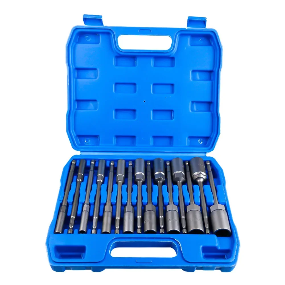 

15Pcs 150mm Deepen Hex Socket 5.5mm-19mm Hex Socket Sleeve Driver Hex Shank Screwdriver Socket Adapter Batch Bit Power Tools