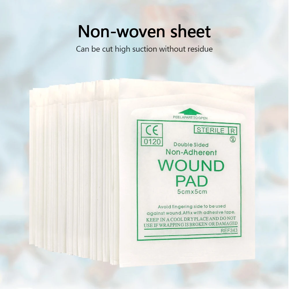 50/100 pz Sterile Non tessuto garza Pad forniture per la cura delle ferite garza Pad cotone pronto soccorso medicazione per ferite impermeabile 5*5CM