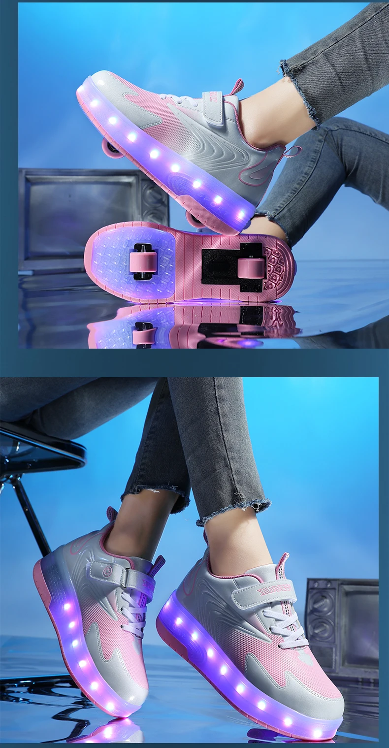 Kinder Turnschuhe USB Aufladen Leuchten Skates Schuhe Jungen Mädchen Casual Skateboard Schuh Rollschuh Outdoor Sport Schuhe Mit LED – Detail 8