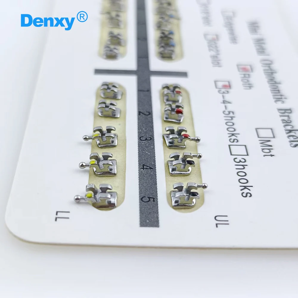 DENXY 10 Sets Mini Roth/Mbtt Zahnärztliche Kieferorthopädische Brackets MIM Metall Edelstahl Zahnspangen für Zahnarztpraxen – Detail 3
