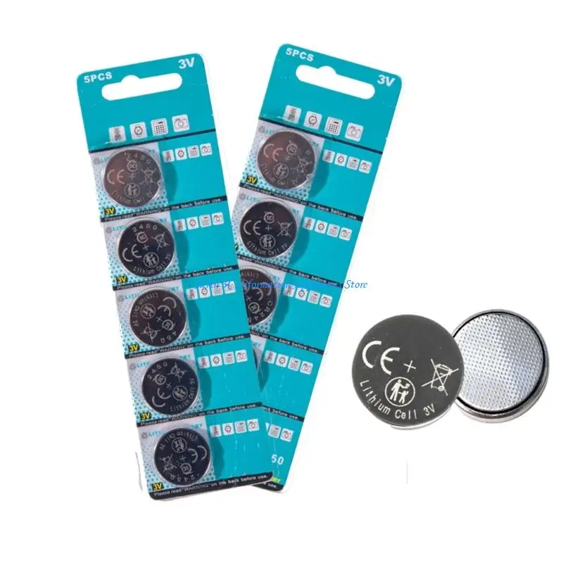 5 عبوات من بطاريات الليثيوم CR2450 3 فولت لأداء موثوق في شرائط LED والمعدات الإلكترونية ذات الطاقة المتسقة