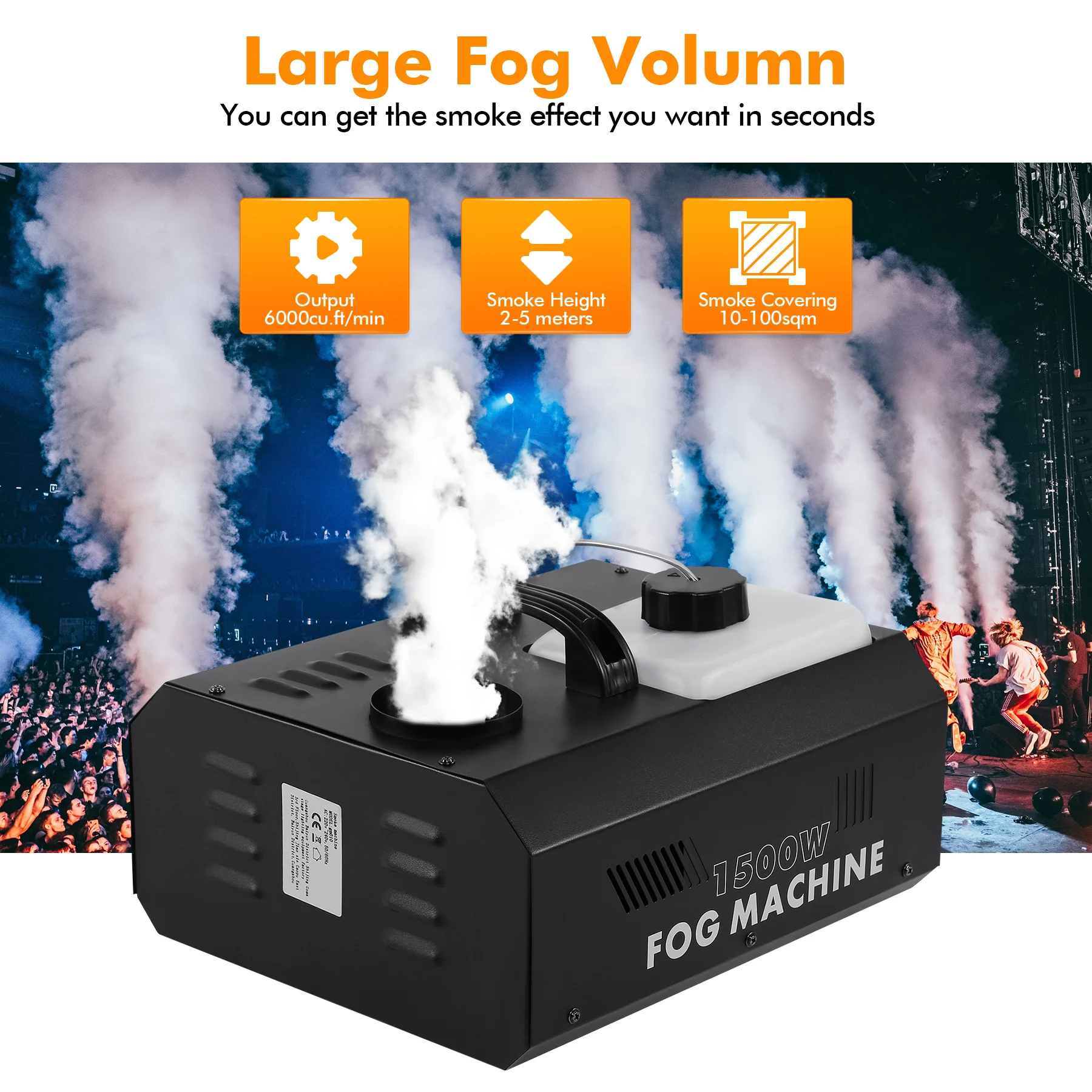 Samger Fog Smoke Machine DMX512 1500W Wireless Fogger Machine con telecomando Upspray Fogger Stage Disco Fogger