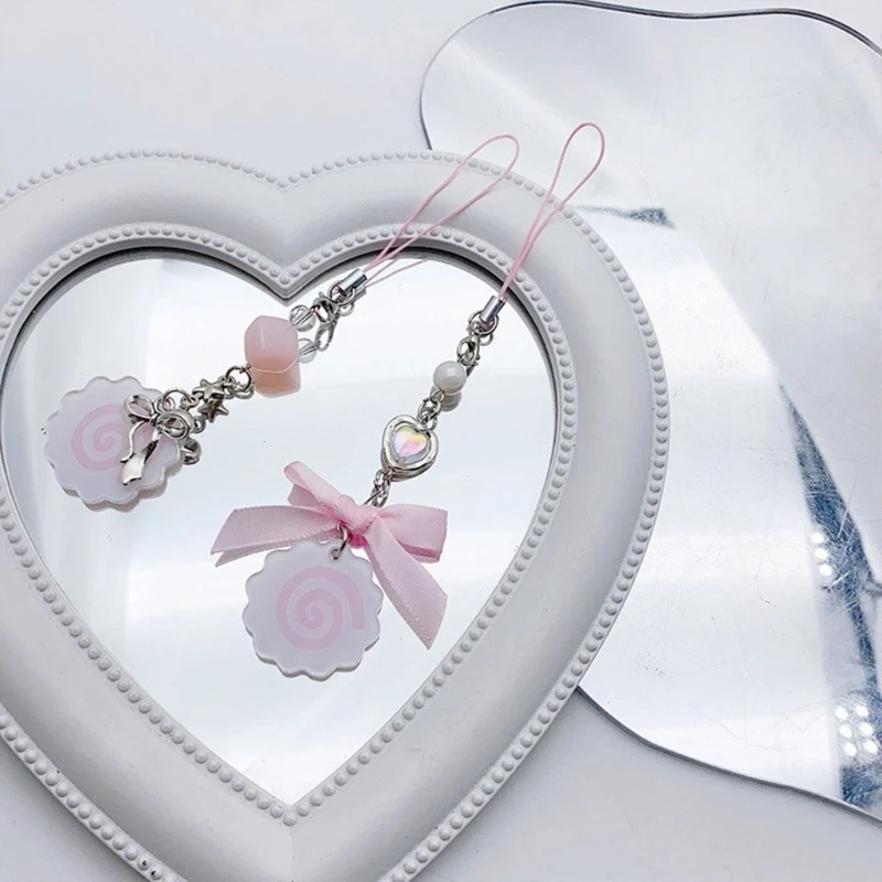 귀여운 물고기 접시 휴대폰 참 펜던트, 핑크 오징어 롤, 창의적인 카와이 어묵 키체인, 휴대폰 가방 액세서리, 신제품