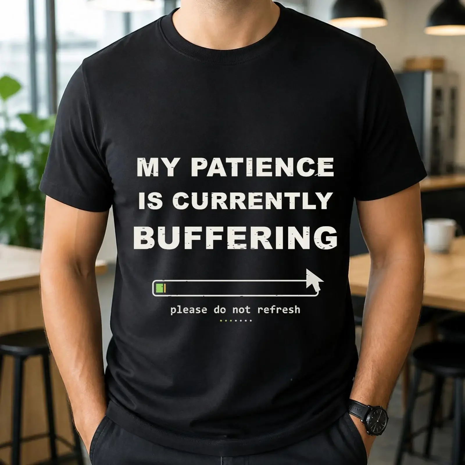 My Patience Is Currently Buffering T Shirt Funny Office Coworker Work Burnout vintage Washed Comfortable graphic Slightly