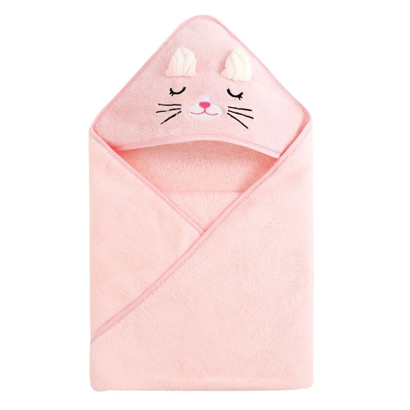 

Toddler Bathrobe Infant Bath Towel Boy Girl Blankets Swaddle with Hood Cartoon Coral Fleece Towel Blanket Newborn Kids Bedding