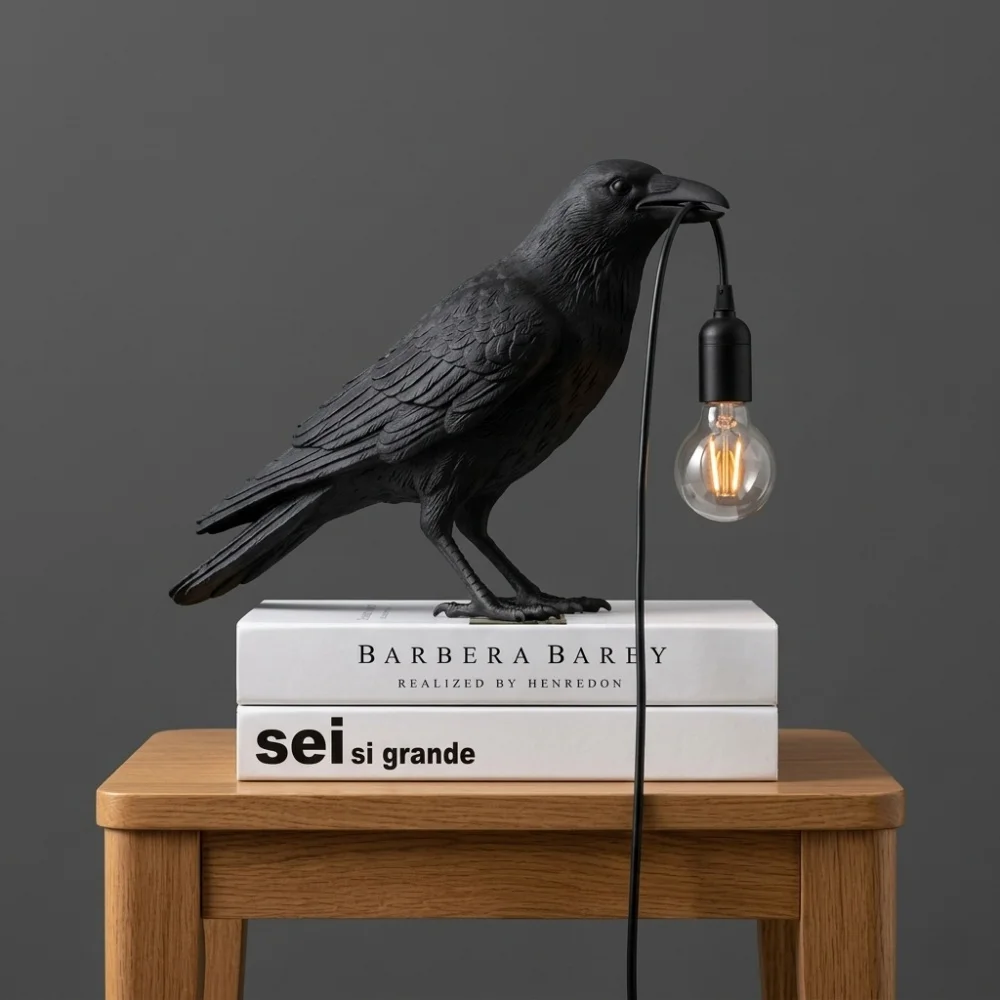 Modern Lucky Bird Table Lamp Creative Resin Animal Design Bedroom Bedside Living Room Home Decor Lighting Fixture