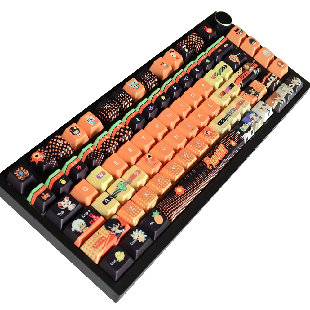 Hitman Reborn Theme Keycaps Cherry Profile PBT 129Keys Dye-Sub Keycaps for Mx SwitchGK64/84/87/96/104/108/980Mechanical Keyboard