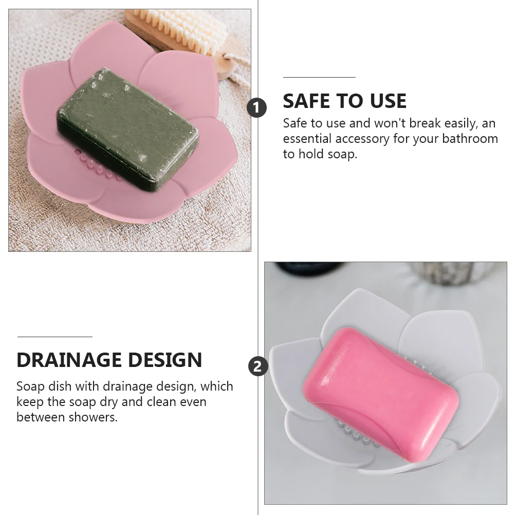 

2Pcs Anti-Skid Silicone Soap Dish Easy Clean Bathroom Accessory Safe Non-Breakable Storage Container Soap Dish