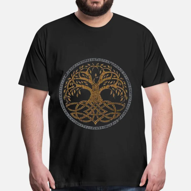 

0415 Yggdrasil tree of life Gift T-Shirt Viking Runes Norse Myths Graphic clothes 100% cotton printed Tee All size tops S-6XL