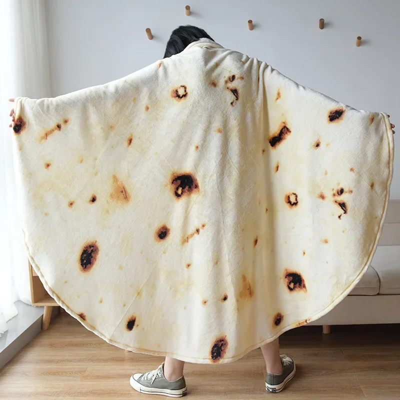 Warm Flannel Tortilla Blanket Mexican Pita Lavash Throw Blanket for Bed Fleece Sofa Plaid Bedspreads Winter Pizza Blanket