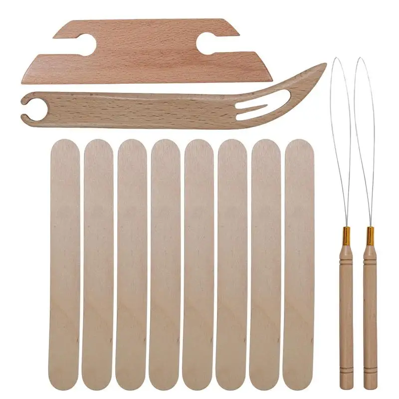 Weaving Shuttle Handcrafted Knitting Weaving Tools Well Polished Knitting Tool Kit Includes Wooden Handle Weaving DIY Craft