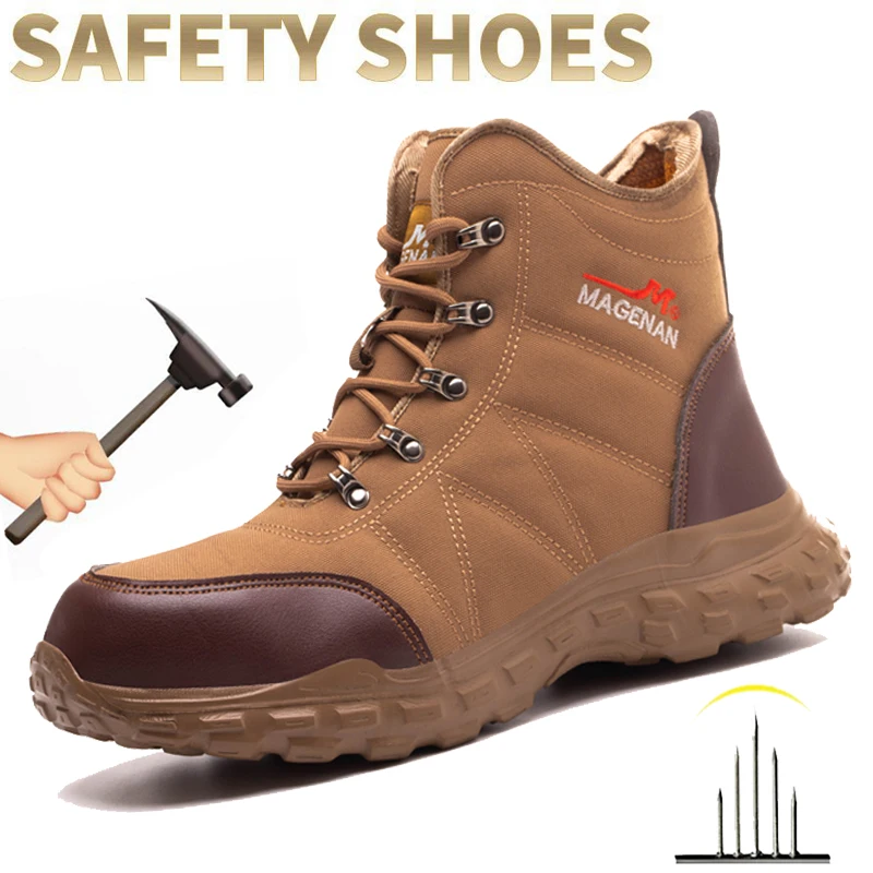 Fashion Steel Toe Men Work Safety Boots Anti-smash Anti-puncture Tactical Boots Combat Bulletproof Indestructible Work Boots