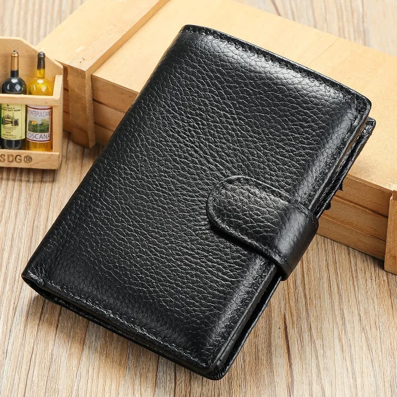 Retro Men's Leather Wallet - Anti-magnetic RFID High-end Leather Pouch with Multiple Card Slots - Portable Wallet