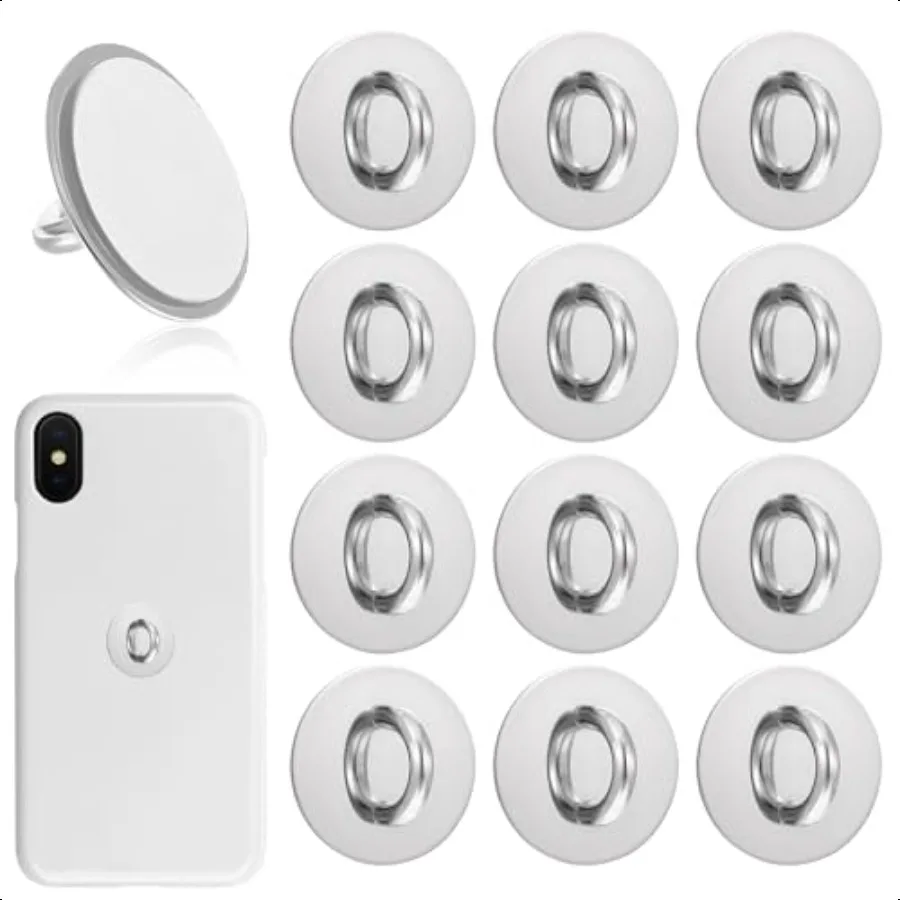 12 pezzi gancio per ciondolo per telefono anello per dito in metallo Sier supporto adesivo rotondo per impugnatura per dito per telefono carino anello per impugnatura universale per telefono