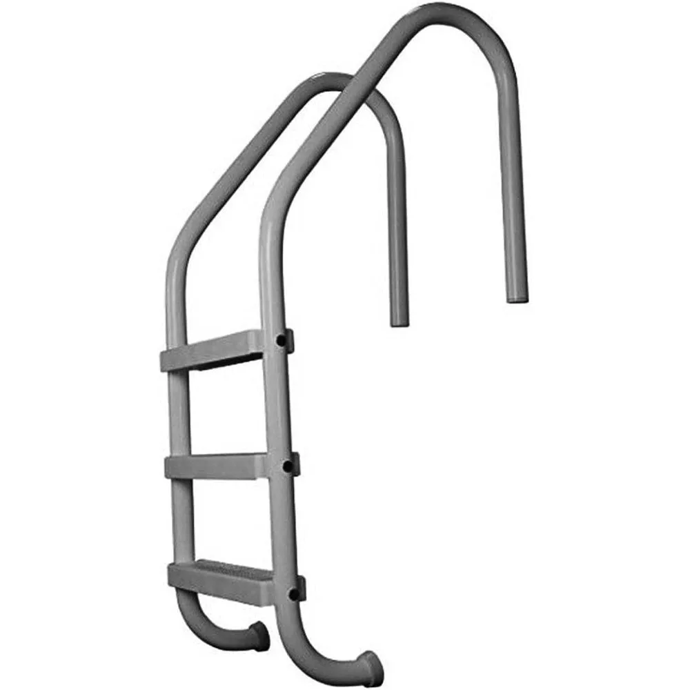 

3 Rung Step Ladder Metal Swimming Pool Handrail with Polymer Coat Finish for Fresh and Saltwater Inground Pool, Graphite Gray