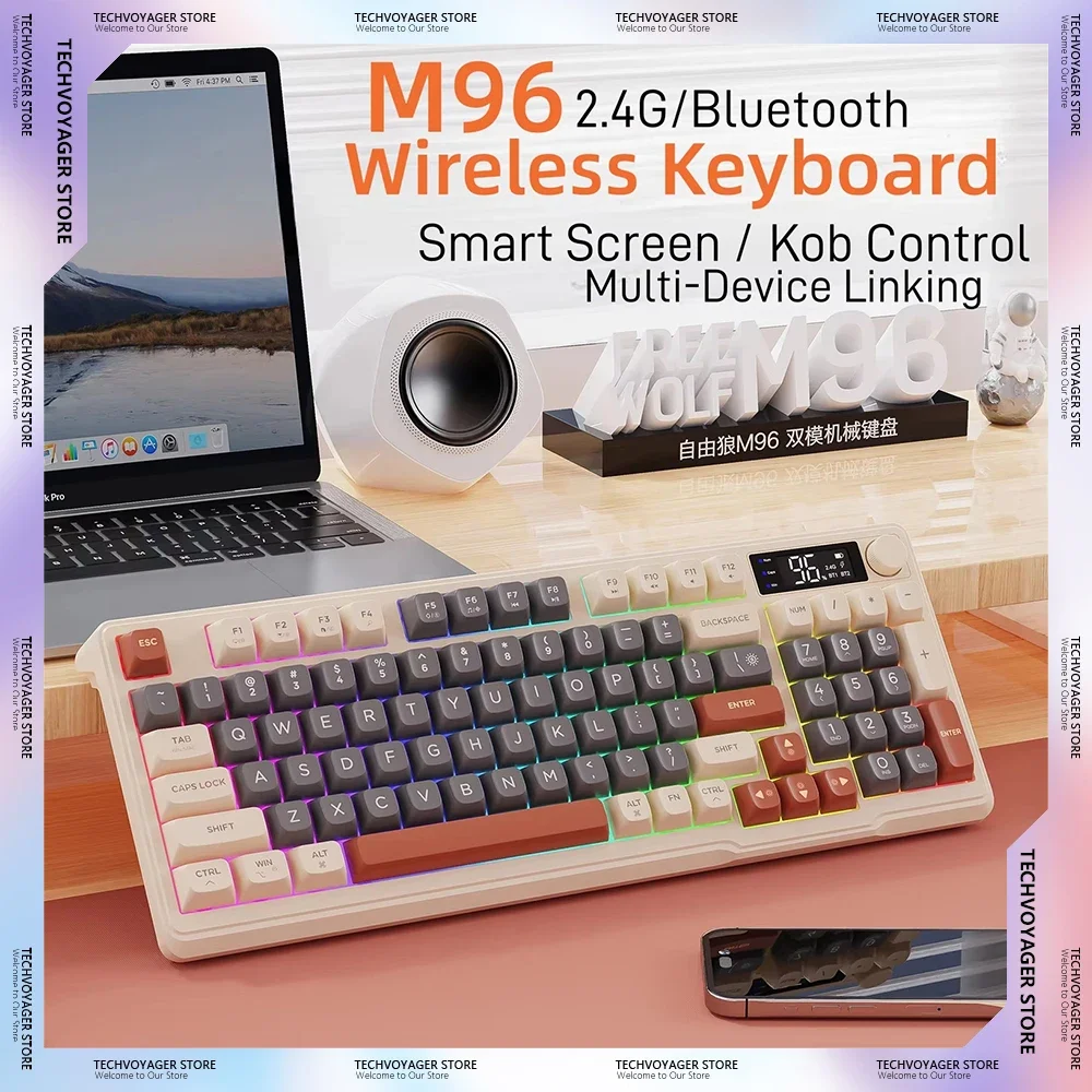 

Ziyoulang M96 Игровая клавиатура Электронный экран Подключение нескольких устройств Беспроводная Bluetooth-клавиатура Электрический дисплей количества