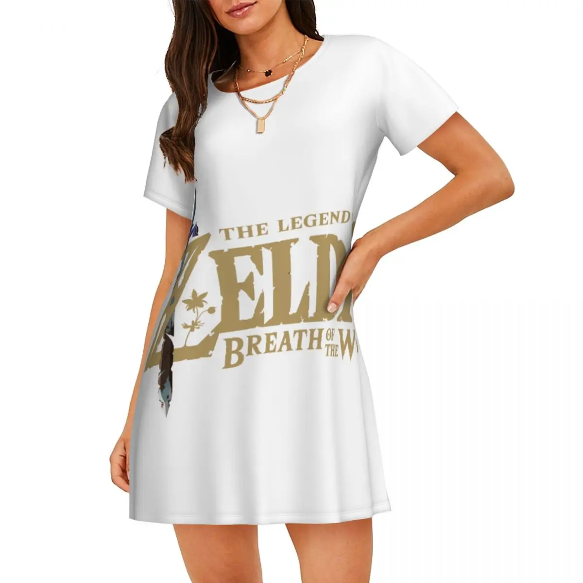 

Custom Legend Zelda Women Nightgown Sleepwear Short Sleeves Printed Play Game For Vacations Travels Nightgowns Women's Pajamas