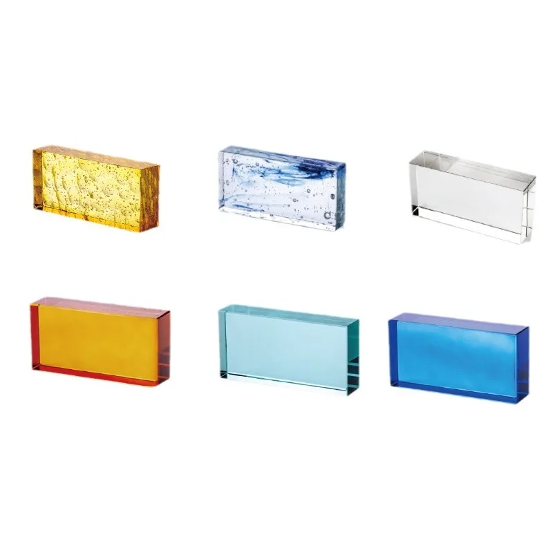 Ultra-white Transparent Crystal Brick Glass Hot Melt Decorative Square Brick Color Matte Entrance Pattern Glass Brick Customizat