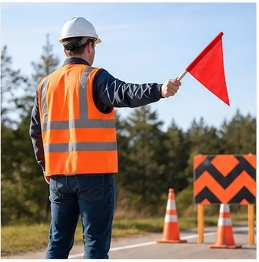 道路工事用防水pvc安全旗。耐久性に優れた反射素材を使用した三角警告旗。持ち運びやすく、軽量で風に強い。
