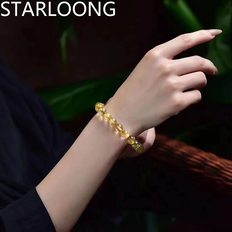 Модный браслет RUILONG из натурального цитрина и драгоценных камней 6/8/10 мм, круглые бусины, ювелирные изделия, милый цвет, фотоподарок Модный браслет RUILONG из натурального цитрина и драгоценных камней 6/8/10 мм, круглые бусины, ювелирные изделия, милый цвет, фотоподарок