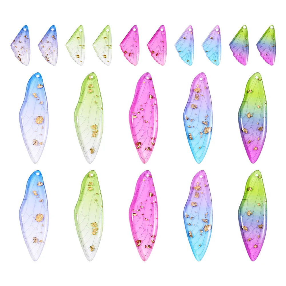 

20Pcs Wing Charms Transparent Resin Dragonfly Butterfly Wings Big Pendants for Jewelry Making Crafts Colorful