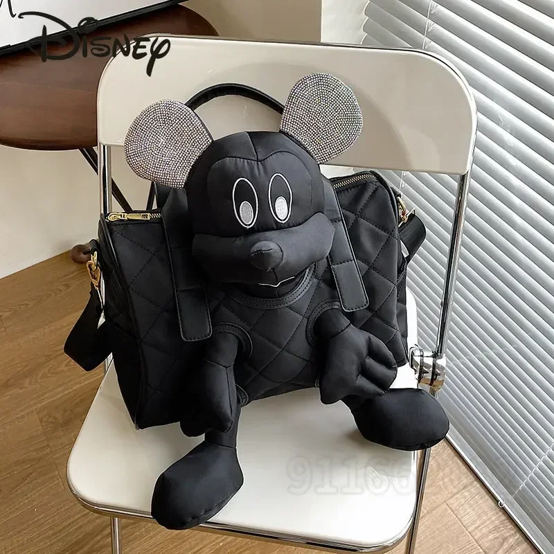 

Disney Mickey New Doll Shoulder Messenger Bag Luxury Brand with Diamond Fashion Women's Handbag Cartoon Cute Doll Women's Bag