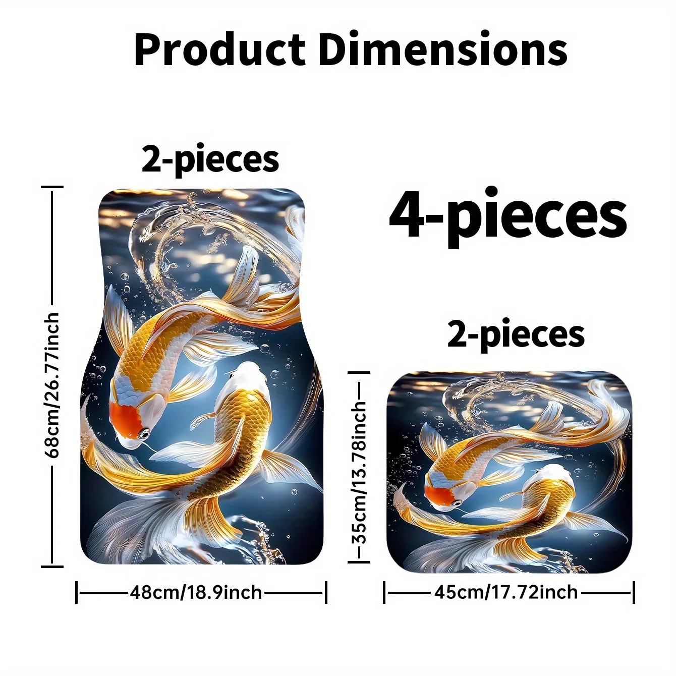 These Car Floor Mats Feature A Koi Print Under The Water, Suitable For Various Car Models. They Are Stylish, Easy, Easy To Insta