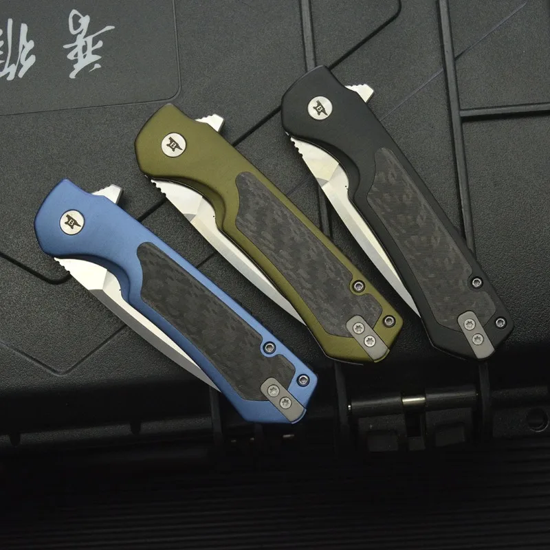 Nuovo 714 Coltello pieghevole da campeggio esterno D2 Lama in acciaio + manico in fibra di carbonio Tasca di sopravvivenza Caccia tattica Coltelli da frutta Strumenti EDC