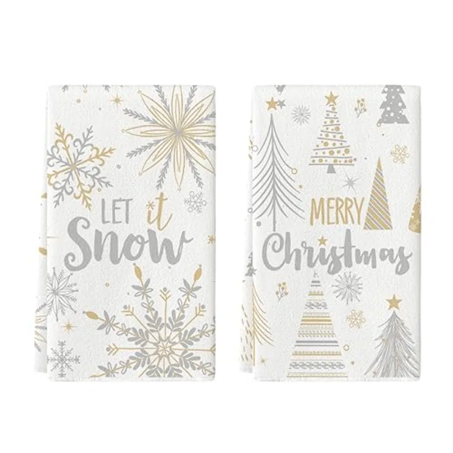 

Snowflake Let It Snow Xmas Trees Merry Christmas Kitchen Towels Dish Towels 18x26 Ih Daily Seasol Winter Decoration Hand Towels