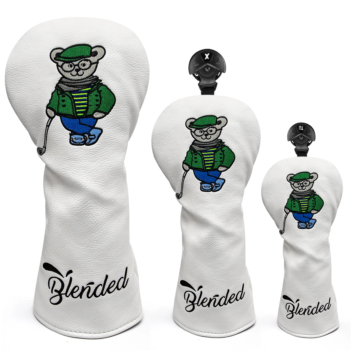 

Dropshipping Headcovers Dr.Bear #1 #3 #5 Wood Head Covers Driver Fairway Hybrid Woods Headcover with Number Tags white