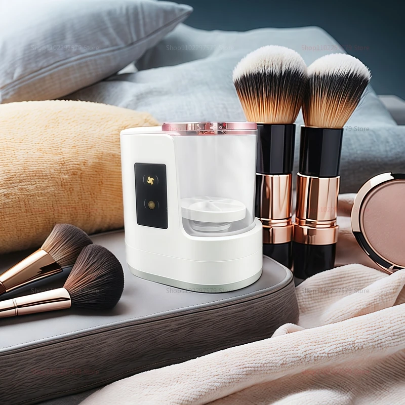 Limpiador de brochas de maquillaje eléctrico, secador con carga USB, Kit de limpieza de brochas de belleza portátil para sombra de ojos, colorete, herramientas faciales, estante de almacenamiento
